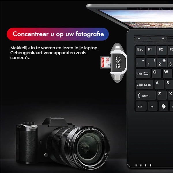 4-in-1 Memory Card Reader – USB, USB-C, Micro-USB & Lightning, SD & MicroSD