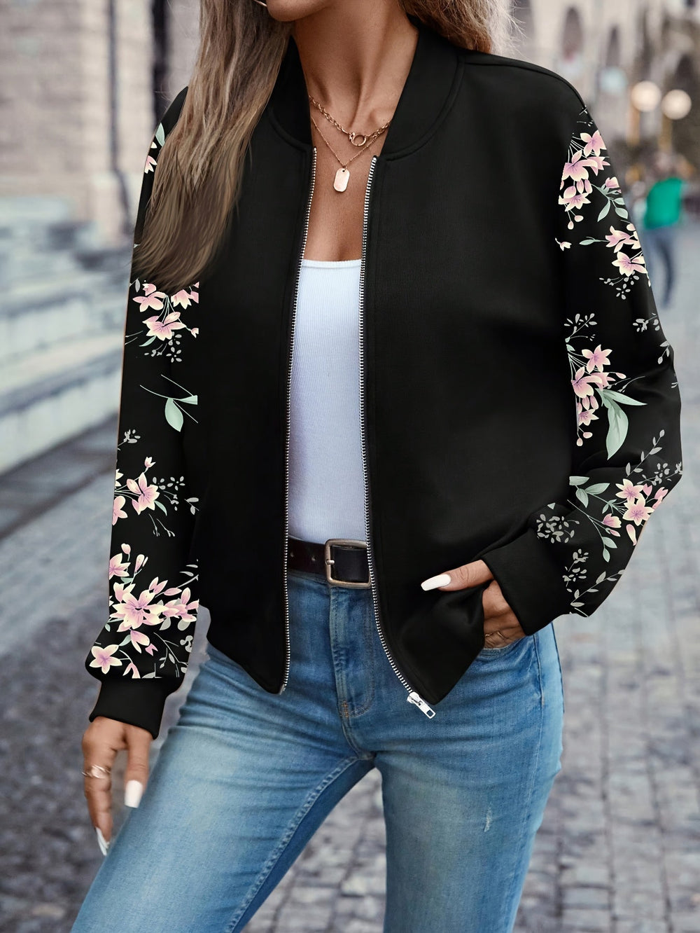Thea™ Floral Print Jacket - Trendy Women's Outerwear for Stylish Spring & Summer Looks