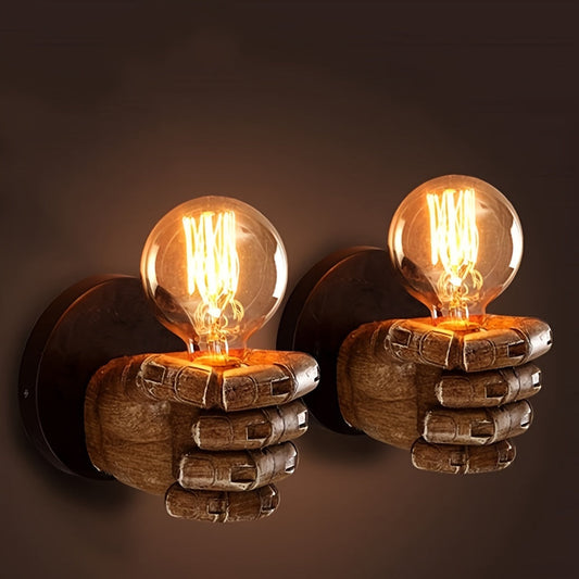Wall Sconce Lamp – Industrial Resin, Hand-Shaped Design & E26 Base