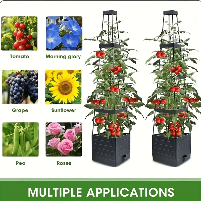 Self-Watering Planter Box with Trellis – Weatherproof, Drainage, Anthracite
