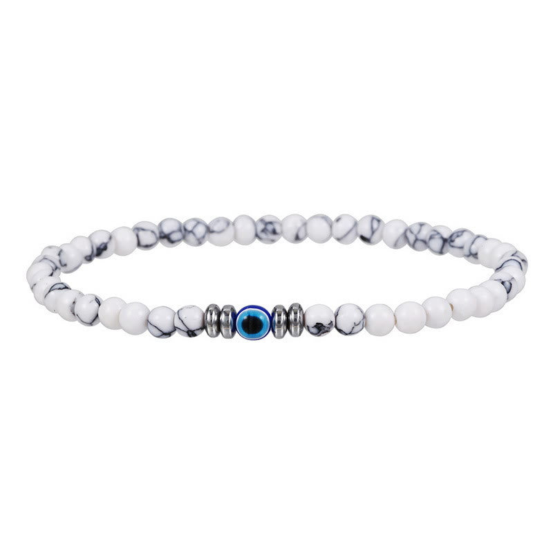Men's 4mm Natural Stone Bracelet with Evil Eye Bead – Thor