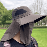 Unisex Wide-Brim Sun Hat – Detachable Neck Flap, Face Mask & Breathable Mesh