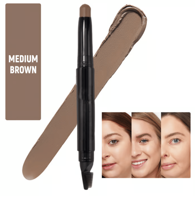 2-in-1 Eyebrow Pencil – With Brush, Smudge-Proof, 5 Shades
