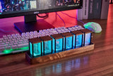 Nixie-Style LED Desk Clock – Walnut Base, RGB 8 Modes & 4 or 6 Digits