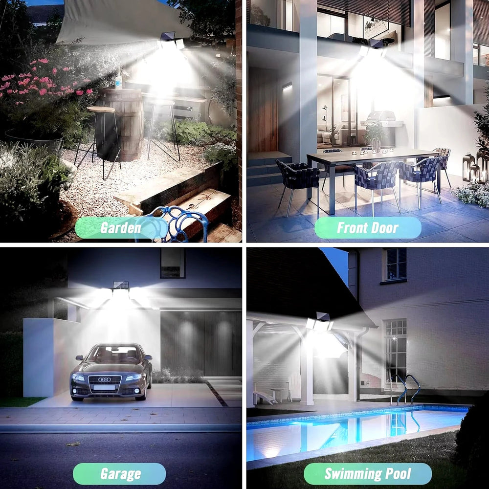 Solar Motion Sensor Wall Light – 106/144/280 LEDs, 120° Detection & Remote Control