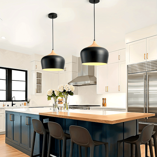 Pendant Light – Modern Scandinavian Style, Iron & Wood Grain Design