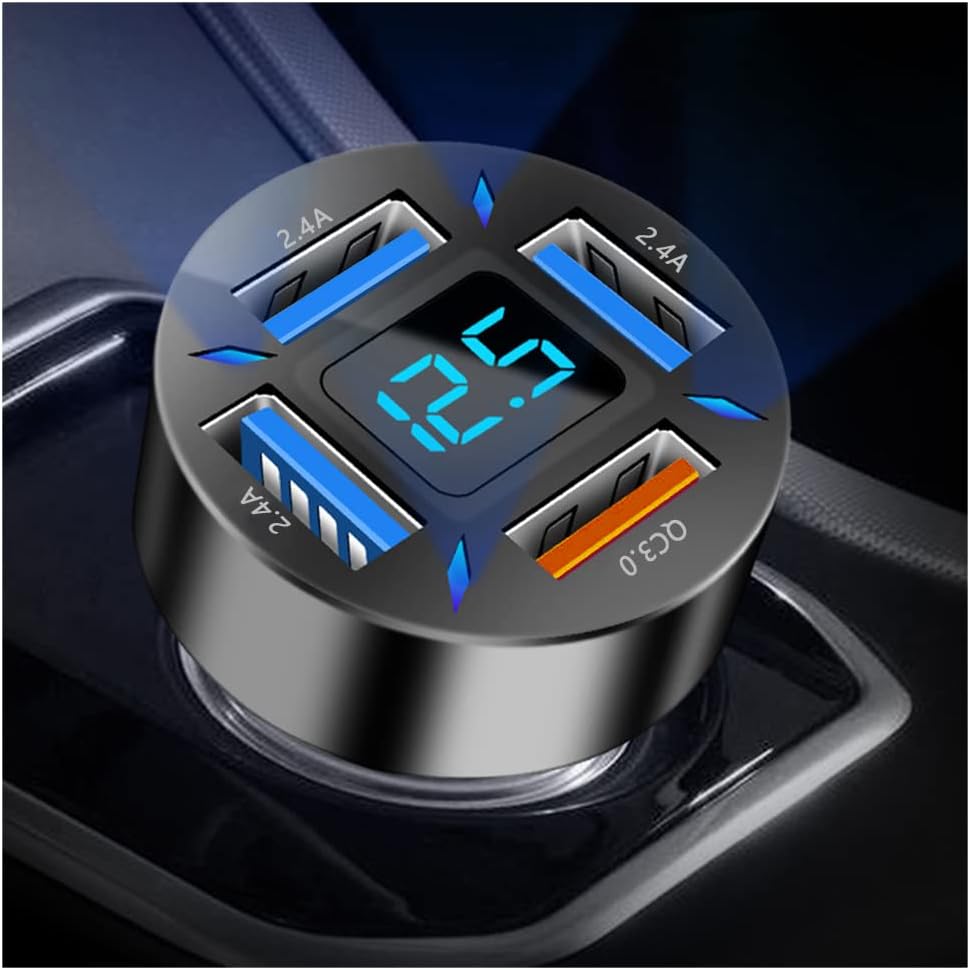 66W Super Fast Car Charger - USB PD & QC 3.0 Compatible for 12-24V Cigarette Lighter | Universal Fast Charging Solution