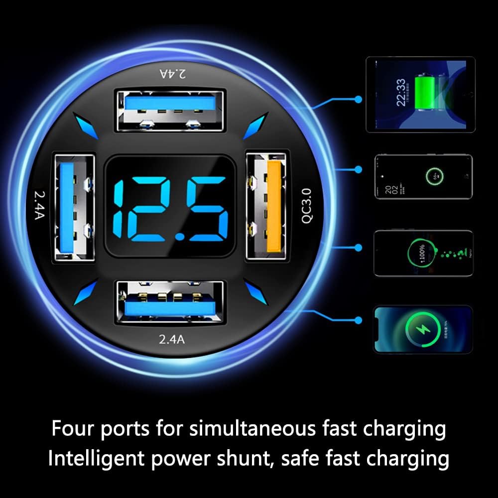 66W Super Fast Car Charger - USB PD & QC 3.0 Compatible for 12-24V Cigarette Lighter | Universal Fast Charging Solution