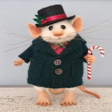 Handmade Felt Mouse Christmas Ornament – Needle-Felted Decoration