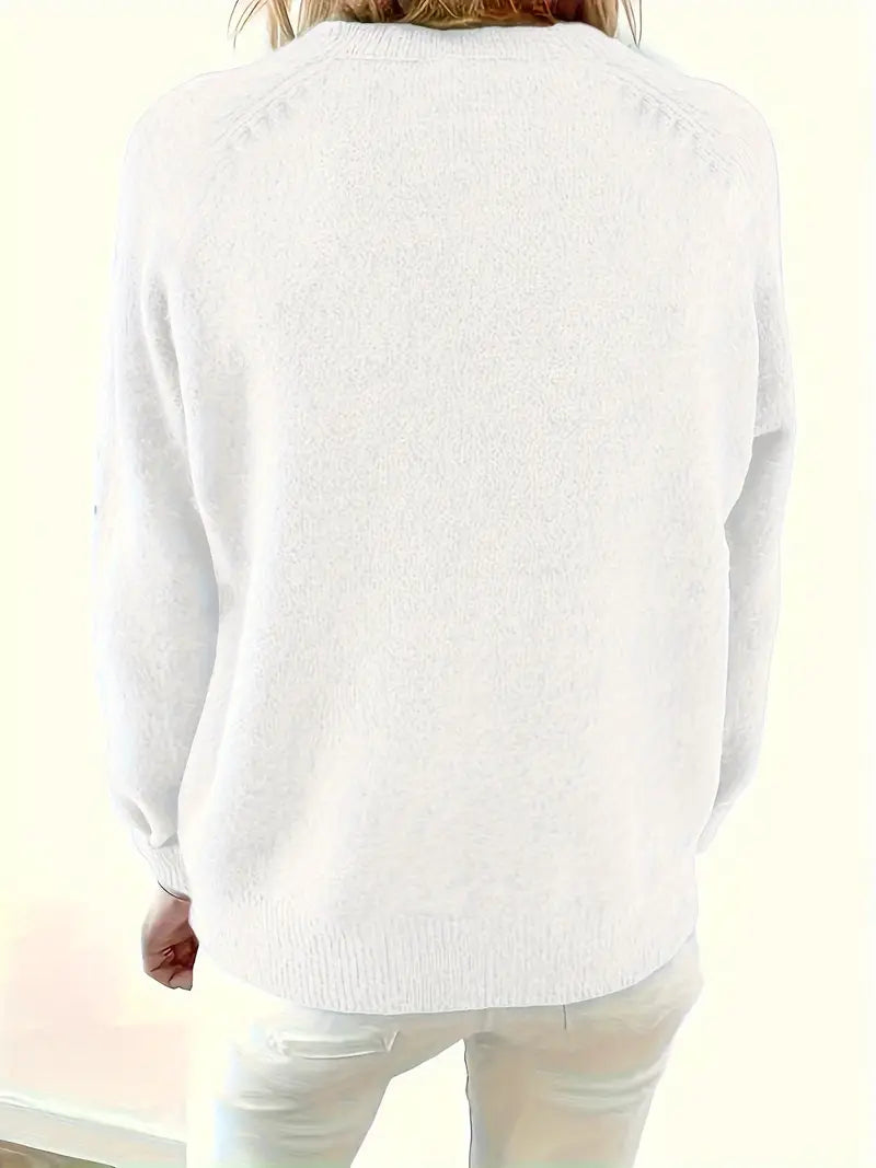 Caroline Soldier Pullover with Half Button Placket - Stylish Women's Sweater