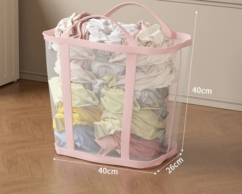 Foldable Mesh Laundry Hamper – Breathable, Carry Handles & Collapsible