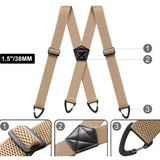 Men's Adjustable Y-Back Suspenders – 3.8cm Padded Straps, 120cm Length & Strong Clips