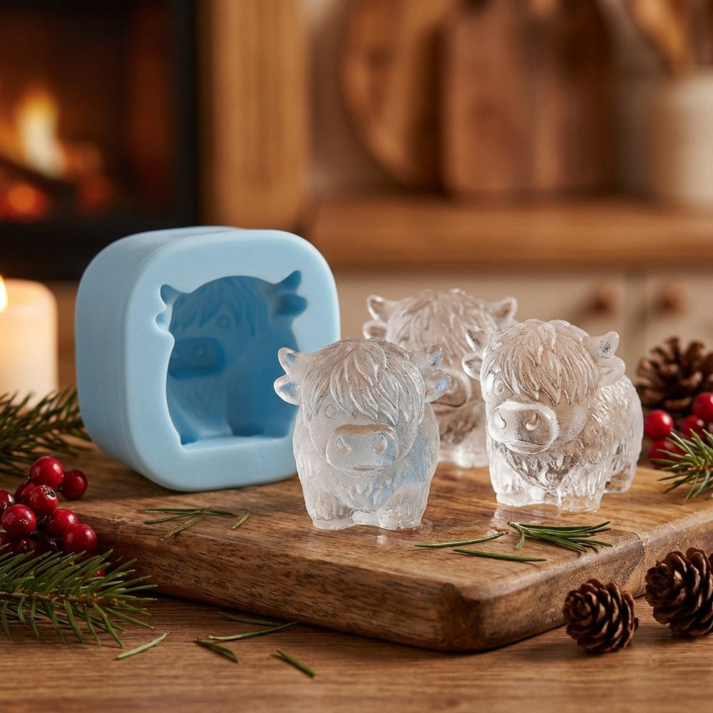 Highland Cow Ice Cube Tray – Silicone, 6 Cavities & BPA-Free