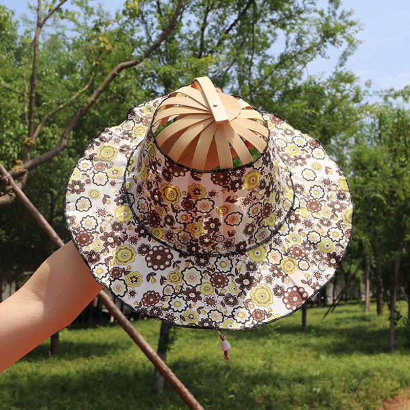 Women's Foldable Sun Hat with Built-In Fan – UV Protection, Bamboo Silk & 38.6cm Brim