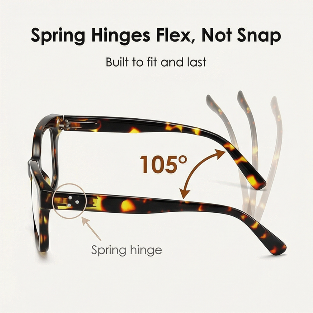 Blue Light Reading Glasses – Spring Hinges, UV Protection & Lightweight 25g