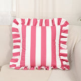 Ruffle-Edge Cushion Cover – Microfiber, 45×45cm & Striped Design