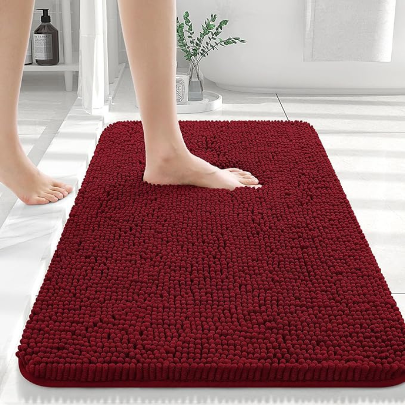 Chenille Bath Mat – Non-Slip PVC Backing, Ultra-Absorbent & 3 Sizes