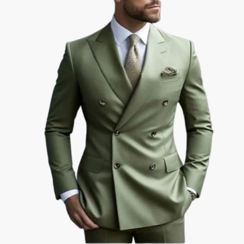 Men's Double-Breasted Suit – Two-Piece, Notch Lapel & Slim-Fit Trousers