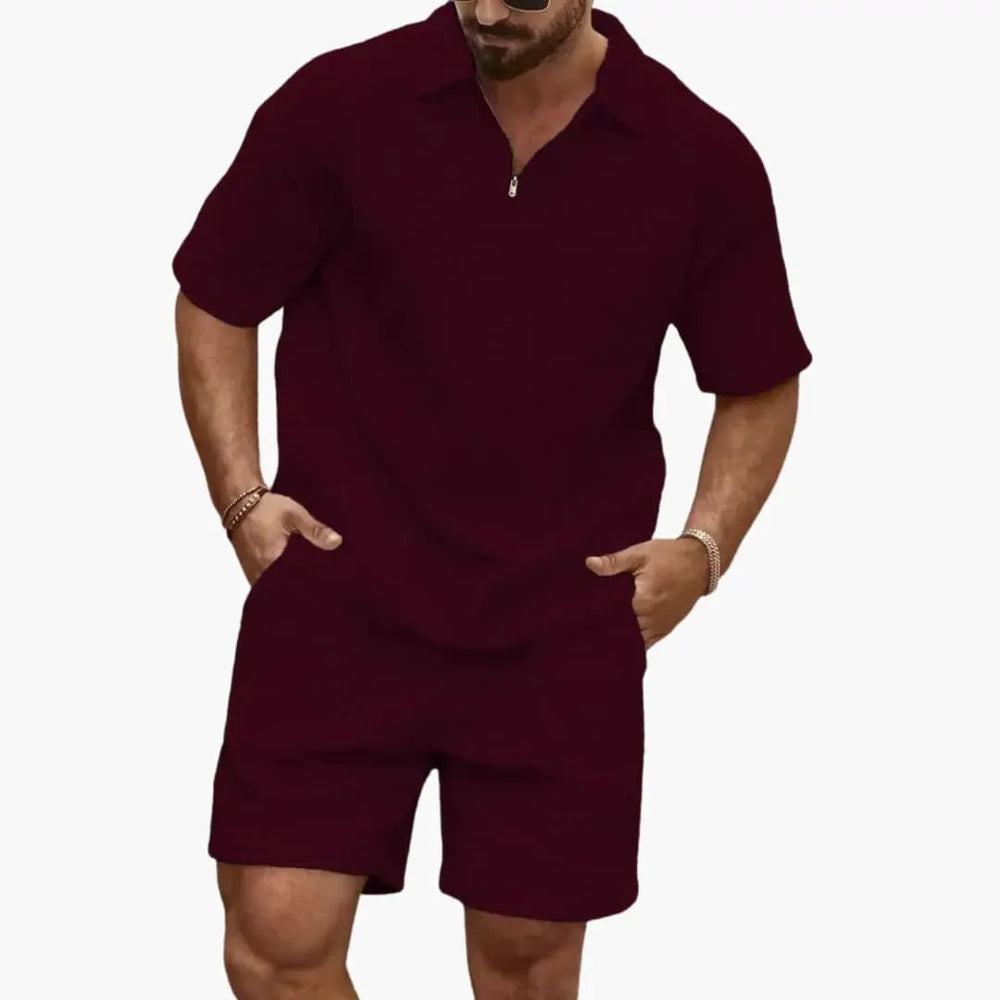 Men's Two-Piece Set – Quilted Structure & Half-Zip