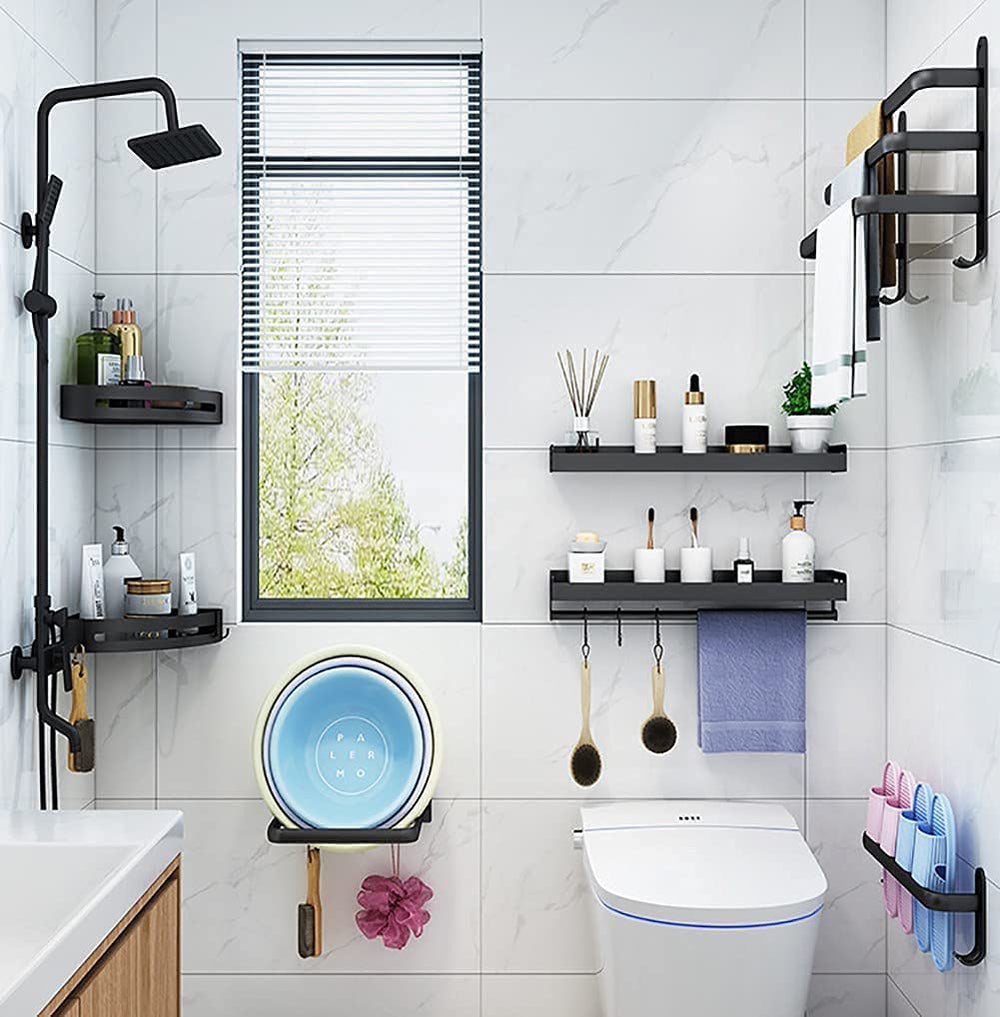 Wall-Mounted Towel Rack – No-Drill Aluminum, Matte Black & 2 or 3 Bars in 40/60cm
