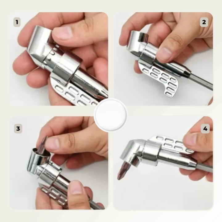 105° Right Angle Drill Adapter – 45-Steel, 6.35mm Hex Shank & Magnetic Bit Holder
