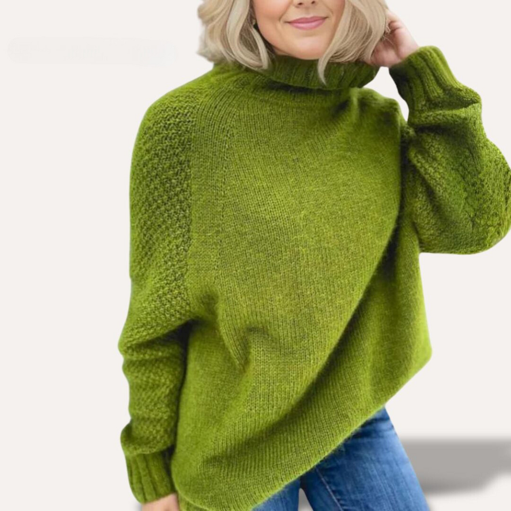 Enhanced Product Title: **Eleganza™ Angela Rollkragenpullover in Apfelgrün – Eleganter Damenpullover für stilvolle Looks** 

This title includes relevant keywords for better visibility while maintaining clarity and appeal.