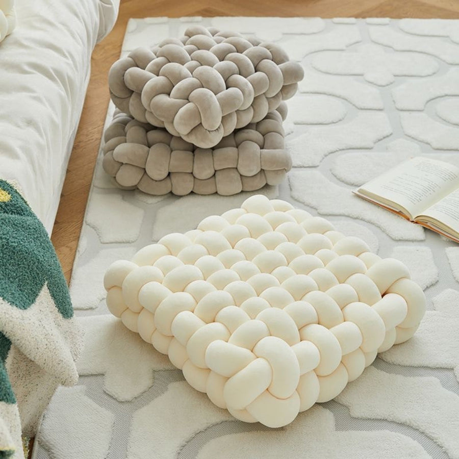 Gewebtes Knotkissen – Weiches, Stilvolles Sitzkissen für Wohnzimmer & Schlafzimmer – Ideal für Gemütliche Akzente