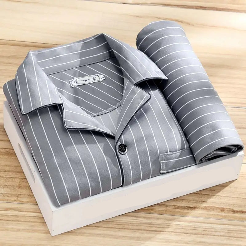Oliver Luxe Men's Pyjama Set – Grey Striped
