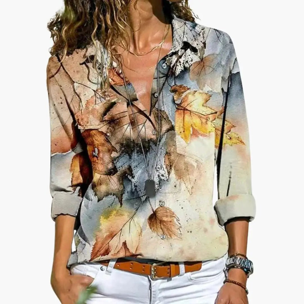 Women's Floral Blouse – Casual Fit & Contrast Detail