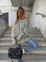 Loosely knitted ladies' jumper with off-shoulder design – Amira - 6