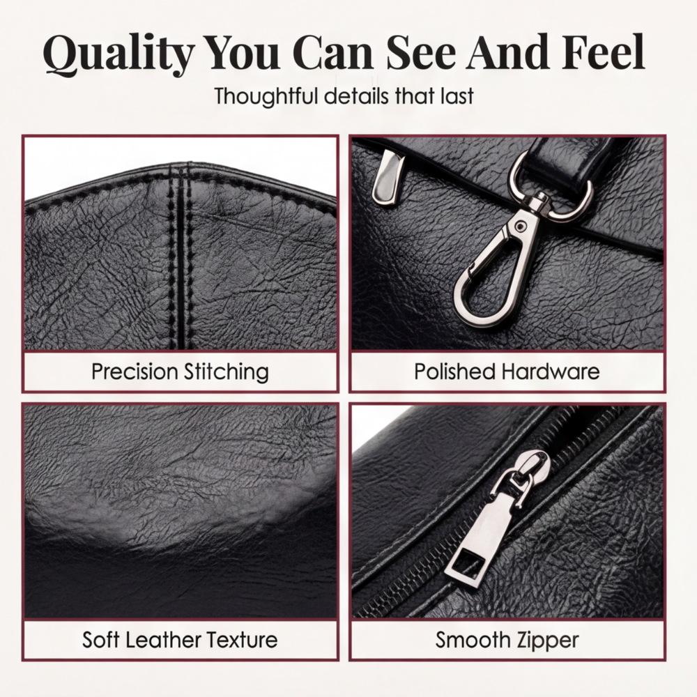 Stylish Soft Faux Leather Crossbody Bag with 3 Compartments – Perfect for Everyday Use