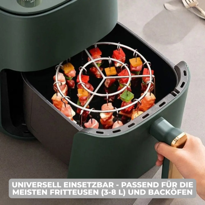 Optimized Product Title: "Heißluftfritteusen Grillaufsatz mit Spießen – Perfekter Zubehör für knusprige Grillgerichte" 

This title includes relevant keywords for better visibility and highlights the product's benefits.