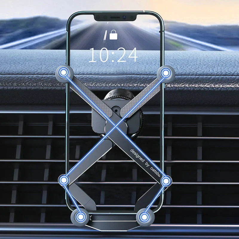 Car Phone Mount – 360° Rotation, Vent/Suction Clip & Aluminum Build