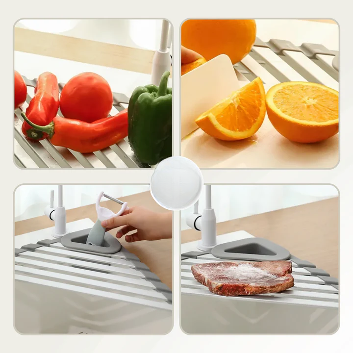 Optimized Product Title: "Dreieckiger Eck-Küchenorganizer mit Abfluss – Effiziente Entwässerung direkt ins Spülbecken" 

This title includes relevant keywords while clearly describing the product's features and benefits, making it more appealing for Googl