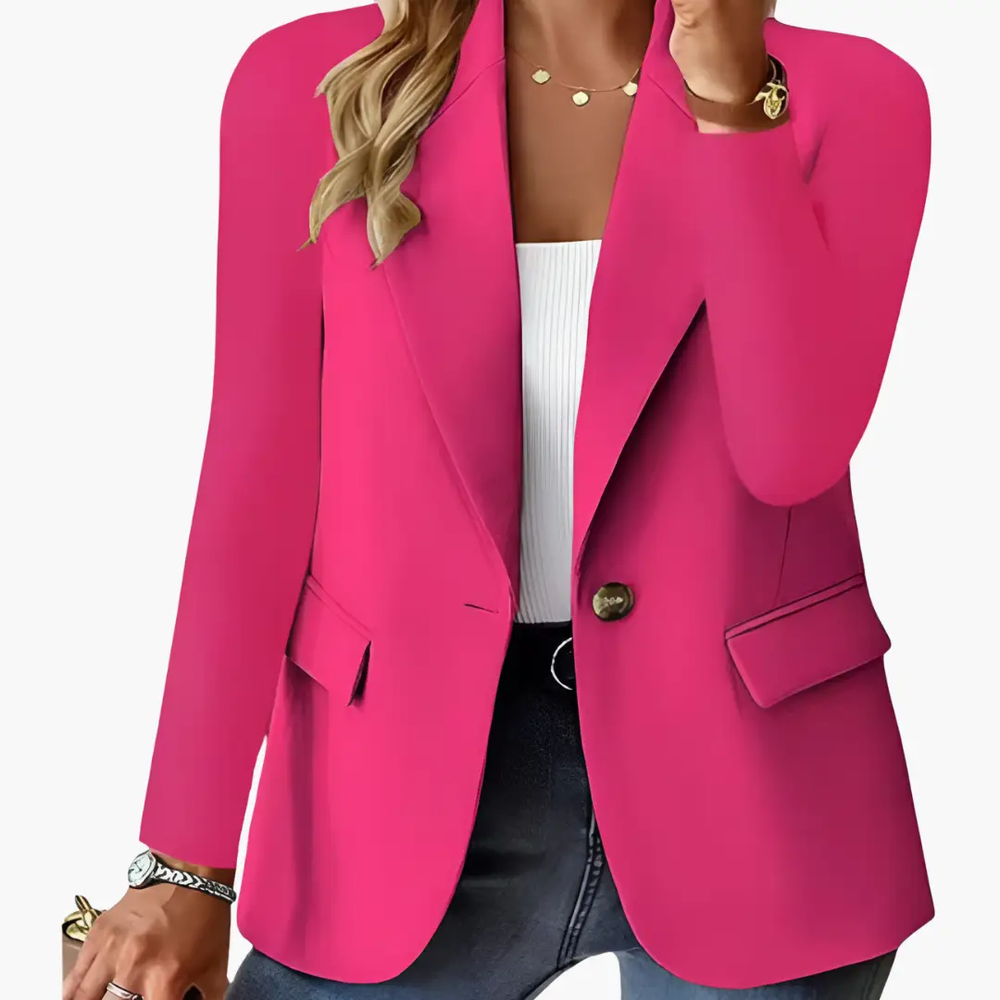 Women's Tailored Blazer – Notch Lapel, Button Closure & Long Sleeve