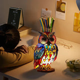Stained Glass Owl Table Lamp – Handmade, Warm LED & Living Room Decor