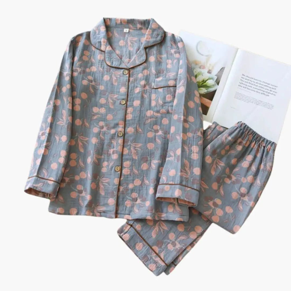 Women's Fleece Pajama Set – Bear Print, Elastic Waistband & Long Sleeve