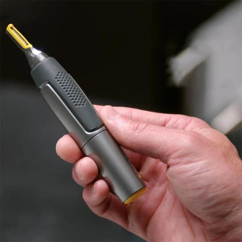 Nose & Ear Hair Trimmer – Ultra-Thin LED Light, Stainless Steel Blades, 15×2.5cm Grey