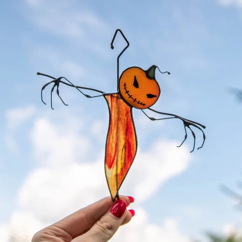 Halloween-Fensterdeko Buntglas mit Metallrahmen