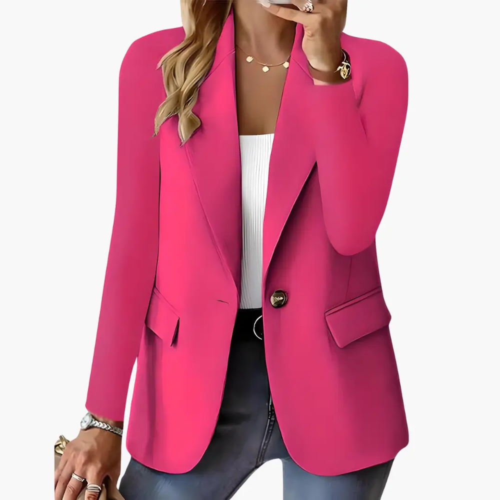 Women's Blazer – Lapels, One-Button Closure & Front Pockets