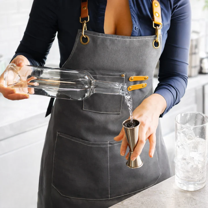 Multifunctional Canvas Work Apron with Cross-Back Straps and Multiple Pockets for Crafts and DIY Projects