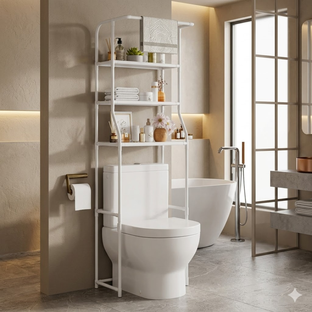 Over-Toilet Storage Shelf – 3-Tier, 47×35×158 cm & Waterproof Steel
