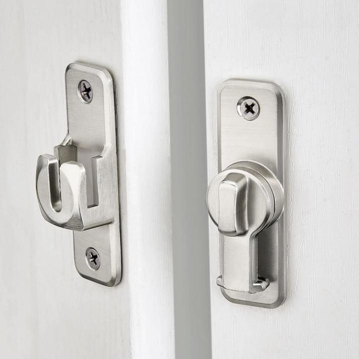 Aluminum Door Latch Lock – Corrosion-Resistant, Silver, 2-Pack with Screws