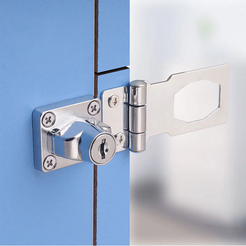 Cabinet Hinge Lock – Zinc Alloy, Screw or Adhesive Mount & 2 Keys
