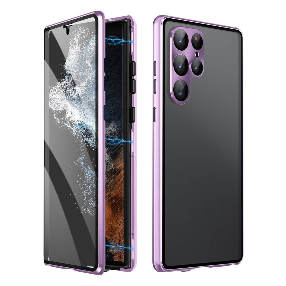 Magnetic Phone Case – Double Tempered Glass, Privacy Filter & Samsung S22-S24 Compatible