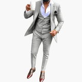 Men's Three-Piece Suit Set – Vest, Breathable Blazer & Notched Lapel Design