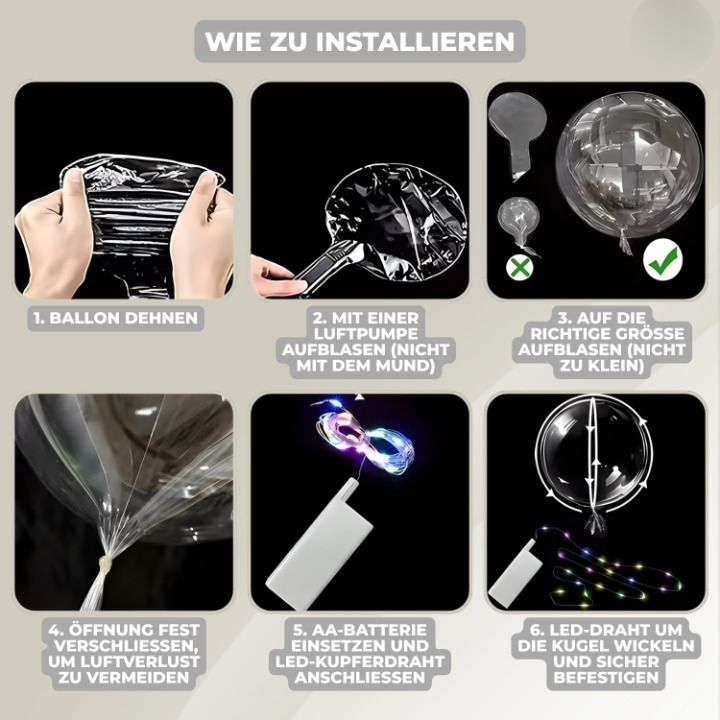 10 Stück LED-Lichtballons – Bunte, Leuchtende Ballons für Feste und Feiern
