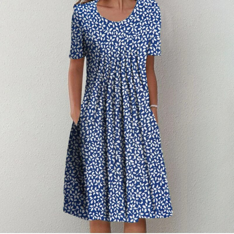 Luna Chic Summer Dress (Print) - Light Blue
