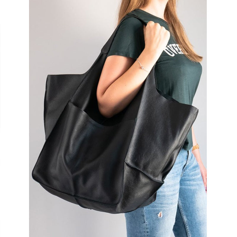 Unisex Leather Weekender Duffel Bag – PU Leather, 32×28×35cm & Adjustable Straps
