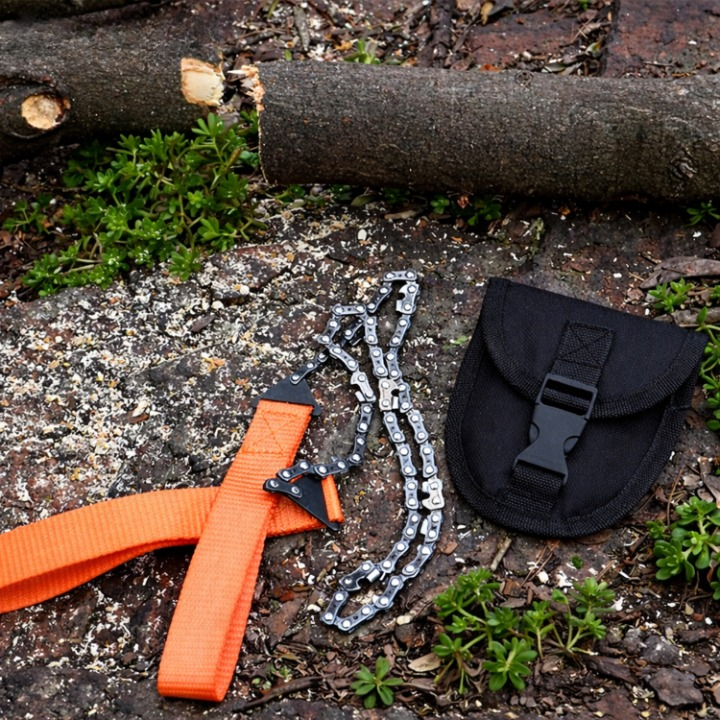 Folding Pocket Saw with Fire Starter – 65Mn Steel Blade, Ballistic Nylon Handle & Belt Holster